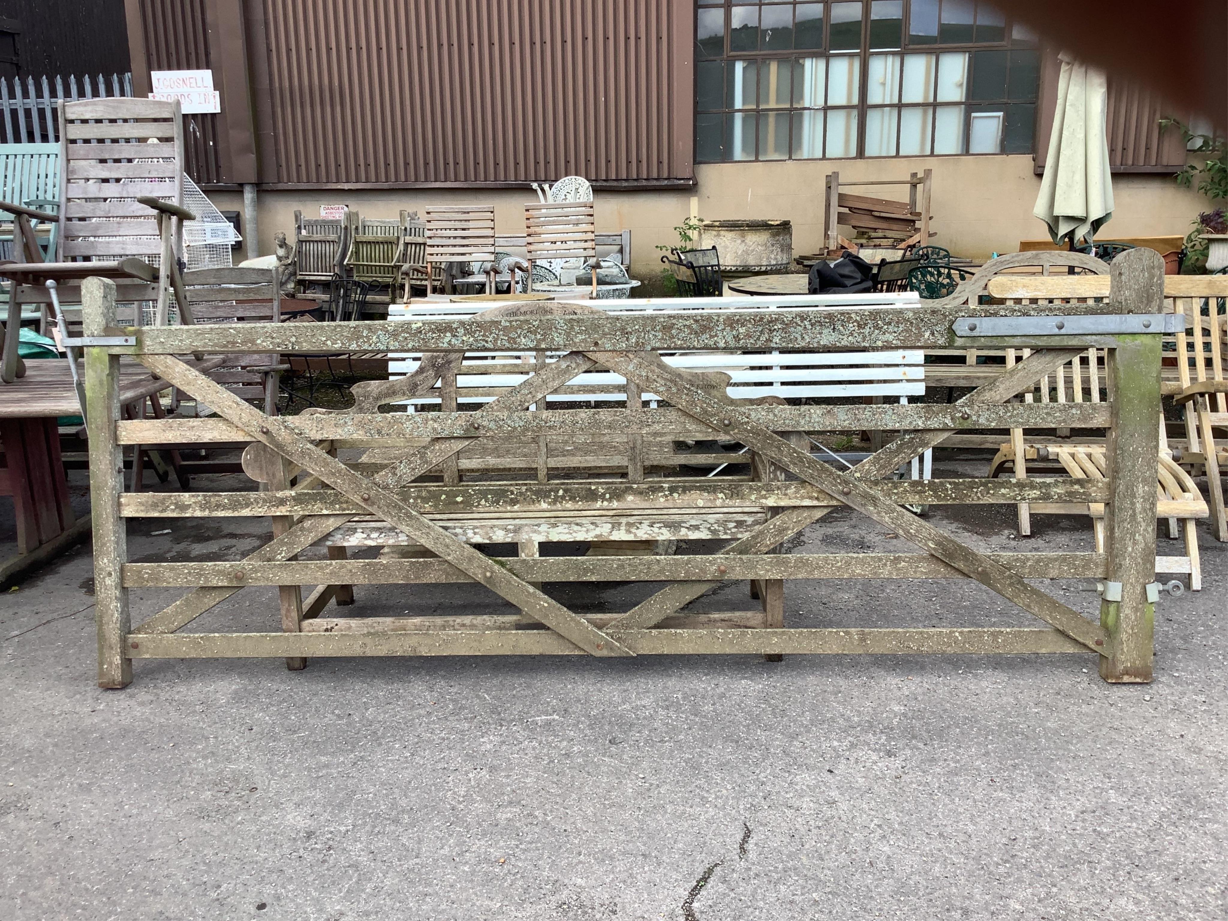 A pair of 10ft Biddenden hardwood gates with galvanised mounts. Condition - fair